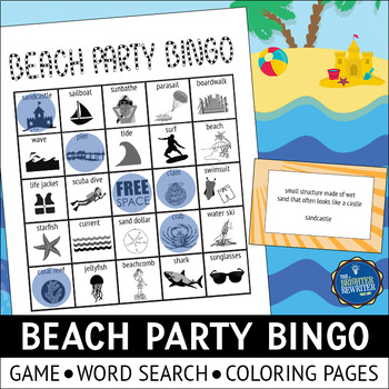 Preview of Summer Beach Vocabulary Bingo Game and Word Search