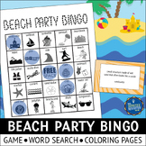 Summer Beach Vocabulary Bingo Game and Word Search