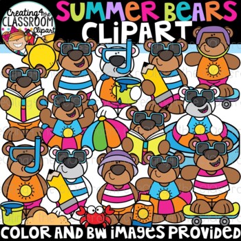 Summer Bears Clipart {Summer Clipart} by Creating4 the Classroom Clipart