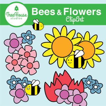 Preview of Summer Bees and Flowers Clip Art