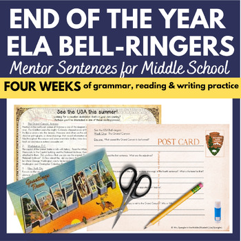 Preview of End of the Year ELA Bell Ringer Mentor Sentences for Middle School