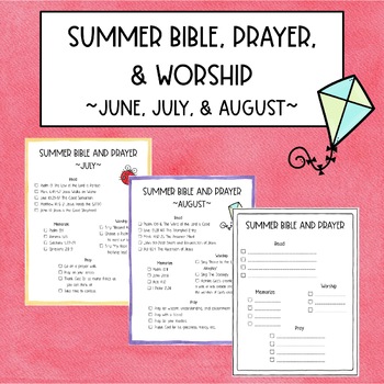 Preview of Summer Bible, Reading, and Worship Goals and Checklists