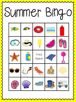 Preview of Summer Bingo (30 completely different cards & calling cards included!)
