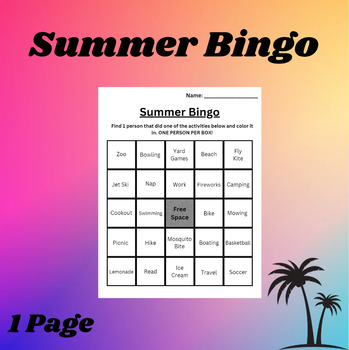 Preview of Summer Bingo