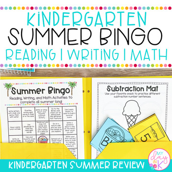Preview of Kindergarten Summer Review | Reading Writing Math | Summer Bingo & Activities