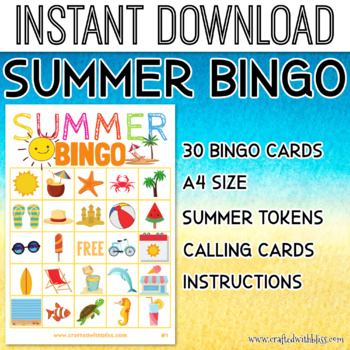 Preview of Summer Bingo For Kids, Summer Printable For Kids, Summer Games and Activities