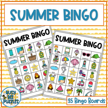 Summer Bingo Game - 35 Unique Cards Included Summer School ESY Activities