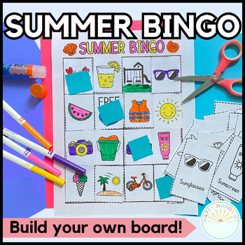 Preview of Summer Bingo Game - Build Your Own Bingo Cut And Paste Summer Craftivity