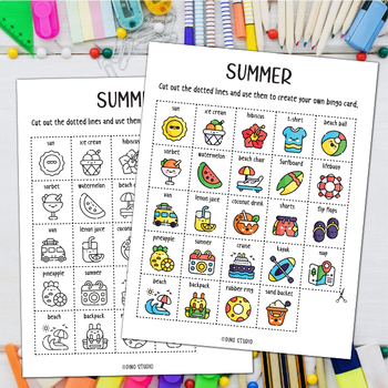 Summer Bingo Game - Cut and Paste Activities Bingo | TPT