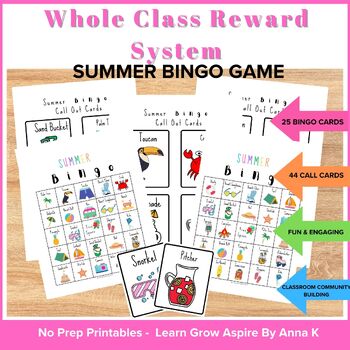 Summer Bingo Game, End of The School Year Game, 25 Bingo Cards, 44 Call ...