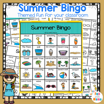 Summer Bingo Game | 30 Board Class Set | Summer Memory Match Game