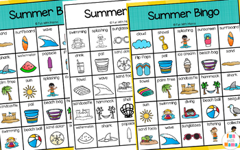 Summer Bingo Game | 30 Board Class Set | Summer Memory Match Game