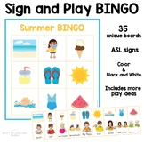 Summer Bingo Game | 35 Summer Bingo Cards with ASL Sign La