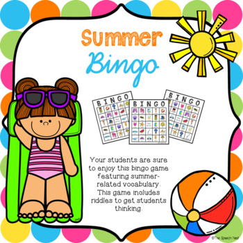 Preview of Summer Bingo Game with Riddles - A Vocabulary Building Activity
