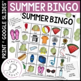 Summer Bingo Language Game for Speech Therapy Vocabulary P