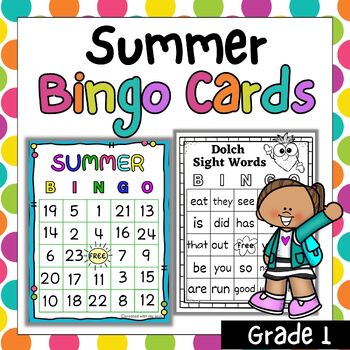 Preview of Summer Math Bingo - Summer Sight Words Bingo for first Grade