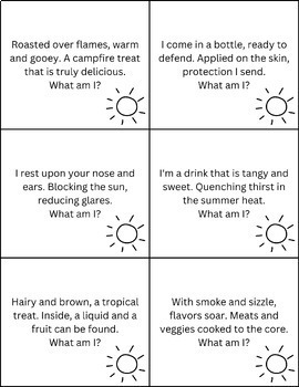 Summer Bingo Riddles Game - End of Year - Last Week of School - Summer Camp