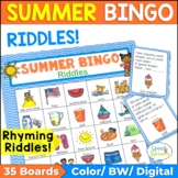 Summer Bingo End of the Year Activities Speech Therapy | Last Day Week of School