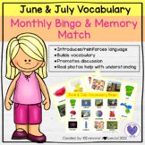 Summer Bingo and Memory Match Vocabulary Game June/July