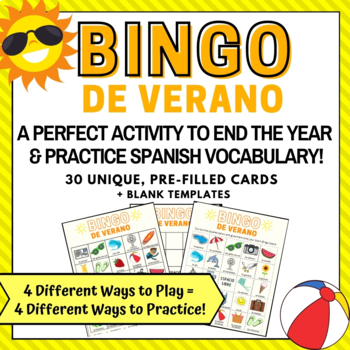 Preview of Summer Bingo in Spanish   Bingo de Verano   Lotería de Verano