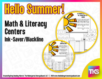 Preview of Summer Blackline Math and Literacy Centers