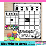 Summer Blank Bingo Board Fun for End of School Year Review Game