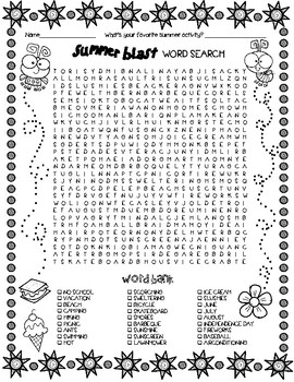 Preview of Summer Blast Word Search