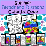 Summer Blends and Digraphs Color By Code- ELA Activity