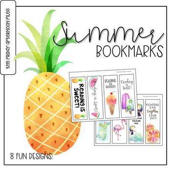 summer bookmarks by the friday afternoon files tpt