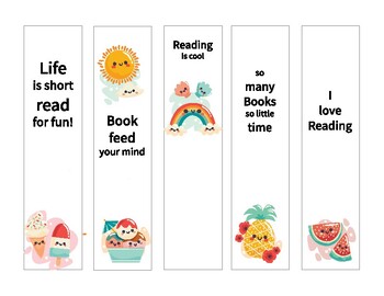Preview of Summer Bookmarks + stickers