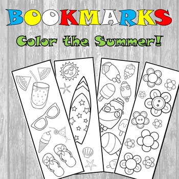 Preview of Summer Bookmarks to Color