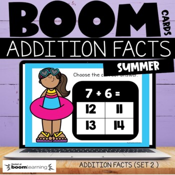 Preview of Summer Boom Cards™ Addition Facts Set 2 Fun Summer School Activities 1st Grade