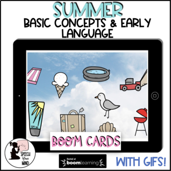 Preview of Summer Boom Cards™ Basic Concepts, Early Language, Core Words with Gifs