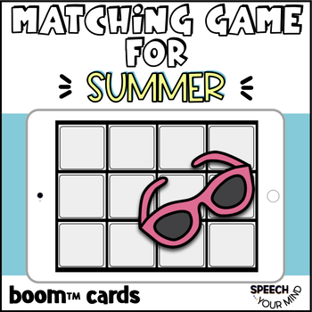 Preview of Summer Boom Cards™ Matching Game Boom Cards™ | Summer Memory Speech Therapy