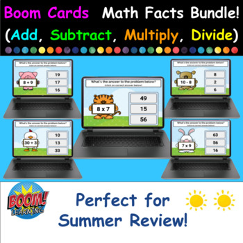 Preview of Fall Boom Cards - Math Facts ULTIMATE Bundle (Add, Subtract, Multiply, Divide)