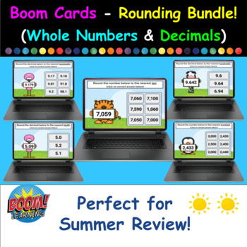 Preview of Fall Semester Boom Cards - Rounding ULTIMATE Bundle (Whole Numbers & Decimals)