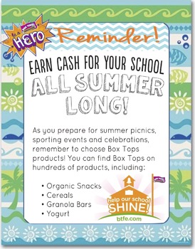 Preview of Summer Box Tops Reminder Graphic for FB