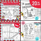SUMMER vacation Coloring sheets / Pages & Sun Safety Cards