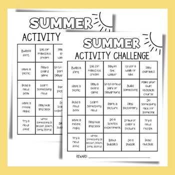 Summer Break Activities and Summer Challenge Bingo by Simply Creative ...