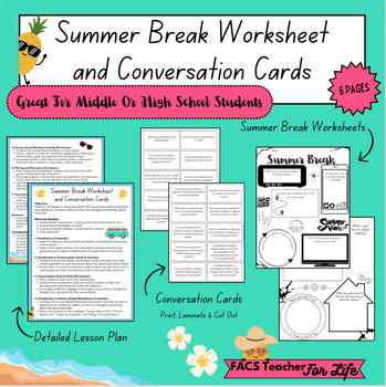 Preview of Summer Break & Conversation Cards: End of the Year Activity, NO PREP, MS/HS