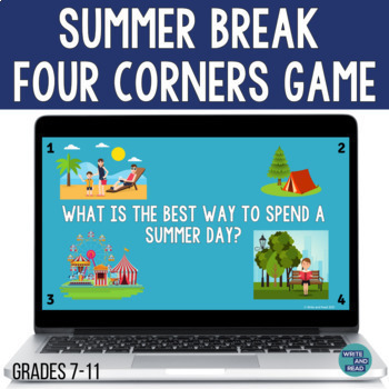 Preview of Summer Break Four Corners Game - End of the Year Game - EOY Brain Break Game
