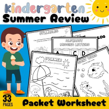 Preview of Summer Break: Kindergarten Summer Review Packet Worksheet K-2nd/End of Year
