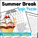 Summer Break Logic Puzzle Critical Thinking BONUS Word Search