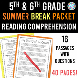 Summer Break Packet 5th & 6th Grade Reading Comprehension 
