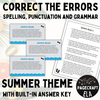 Preview of Summer Break Proofreading | Correct the Spelling, Punctuation, Grammar Errors