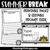 Summer Break Writing Activity Google Slide Prompt