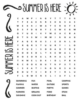 summer break word search 4th grade 5th grade 6th grade by jessica fuqua