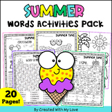 Summer Break Words Puzzle Activities Packet, Wordsearch, C