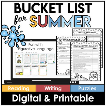 Preview of Summer Bucket List Activity | Print and Digital