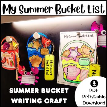 Preview of Summer Bucket List Craft Template/ Writing Template/ End of the year craft